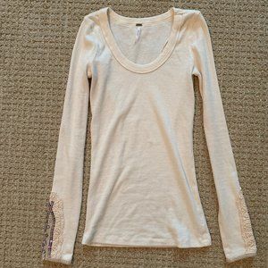 FREE PEOPLE Embroidered Long Sleeve Thermal S